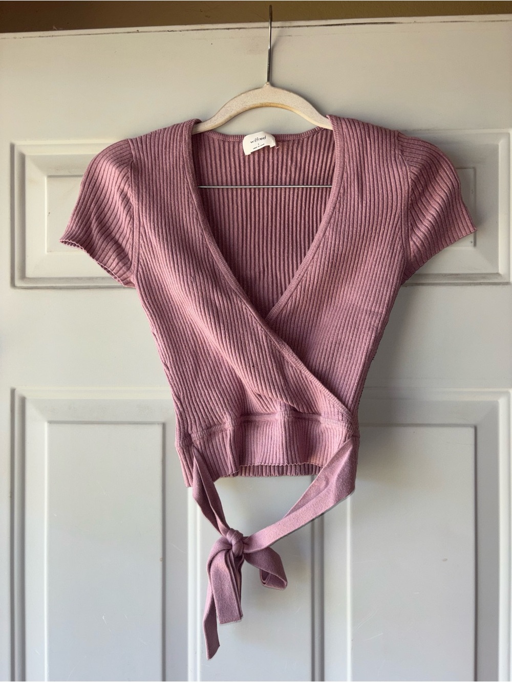 Wilfred ribbed wrap style crop top size S
